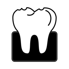 molar tooth dentistry related icon image vector illustration design  black and white