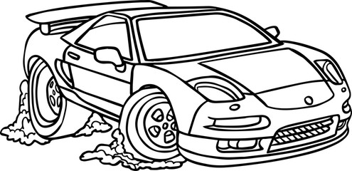 black and white vector illustration of car on white background. isolated picture