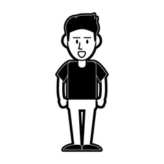 happy man standing  icon image vector illustration design  black and white