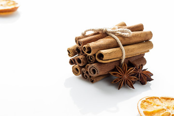 cinnamon sticks. image with copy space