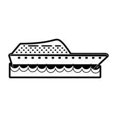 cruise ship on water sideview icon image vector illustration design  black and white
