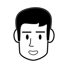 Obraz na płótnie Canvas face of happy man icon image vector illustration design black and white