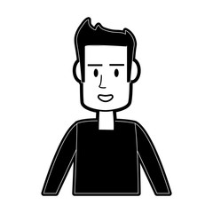 happy man portrait icon image vector illustration design  black and white