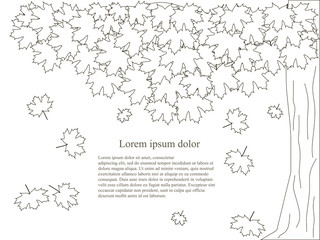 Monochrome background with maple tree, fall, Lorem ipsum stock vector illustration
