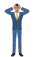 Businessman with surprise expression on face