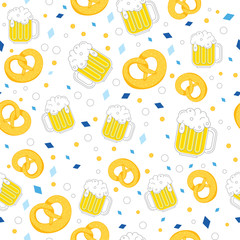 Oktoberfest seamless pattern tasty pretzels on light background. beer and pretzel pattern