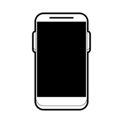 smartphone with blank screen icon image vector illustration design  black and white