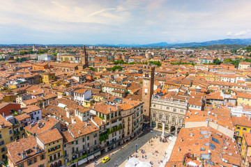 Fototapeta na wymiar Piazza delle Erbe from above, Verona