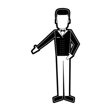 bellman avatar hotel related icon image vector illustration design  black and white