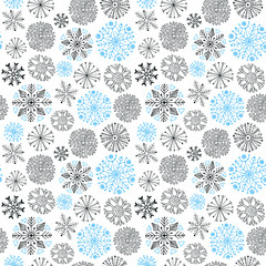 Snowflakes seamless pattern. Christmas and New Year design wrapping paper design.