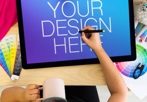 User Drawing on Tablet Mockup 1