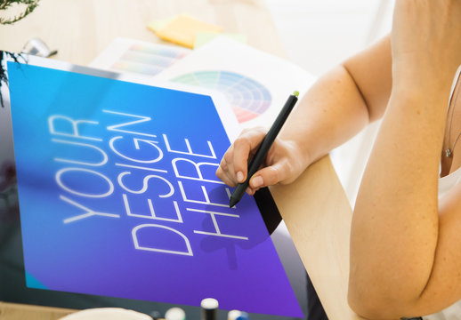 User Drawing on Tablet Mockup 2