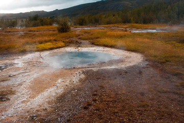 Iceland, valley of geysers, springs of hot geothermal water