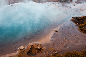Iceland, valley of geysers, springs of hot geothermal water