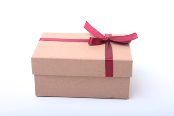 Gift boxes with bow on white background. Decoration.