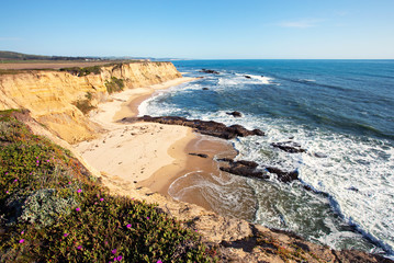 San gregorio state beach and pacific ocean cabrillo hwy s half moon bay ca - obrazy, fototapety, plakaty