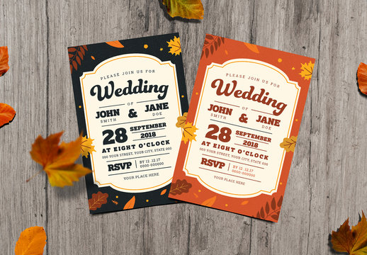 Two Autumn Themed Wedding Invitation Layouts 1