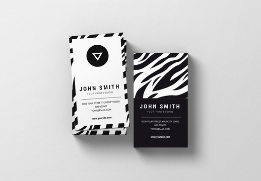 Three Business Card Layouts with Zebra Pattern 1