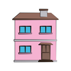 family house or home pink classic icon image vector illustration design 