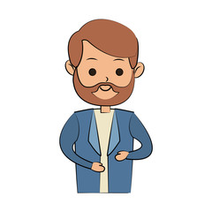 happy bearded man wearing blazer icon image vector illustration design 