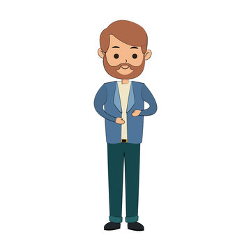 happy bearded man wearing blazer icon image vector illustration design 