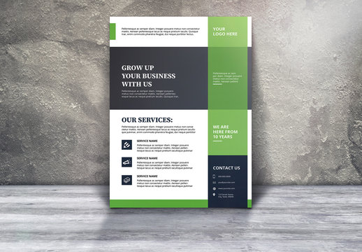 Corporate Business Flyer with Green and White Accents 1
