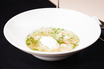 Chicken broth with noodles