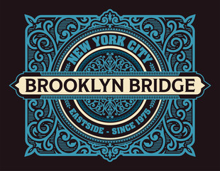 Vintage New York Brooklyn label, vector