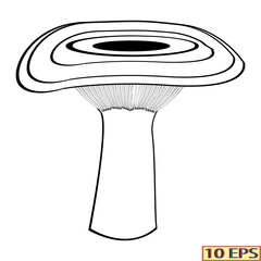 Mushrooms. Black icon. Set mushrooms. Edible fungus. Illustration to culinary sites or cook book. Recipe mushrooms, vegetarian menu, kitchen interior design. Vector illustration.