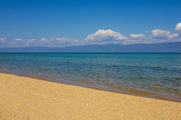 Sandy beach and clear water