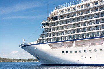 Seaside view of on large luxury cruiser