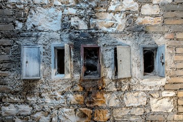 Old damaged wall closeup photo