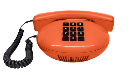 Old phone against white isolated background