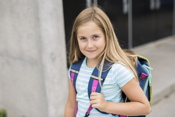 nine years old girl student at school