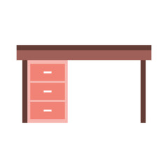 furniture desk drawers wooden table design vector illustration