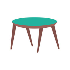 wooden round table furniture decoration vector illustration