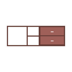 wooden brown cabinet and shelf furniture empty vector illustration