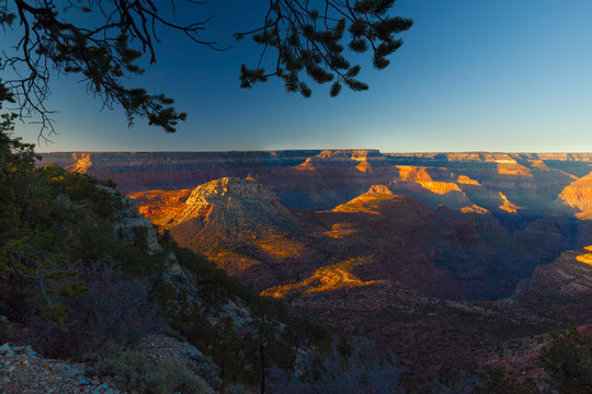 This image was captured  at sunset on the Royal Arch route area at the bottom of the South Rim of the Grand Canyon