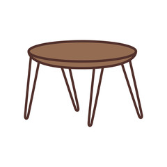 wooden round table furniture decoration vector illustration