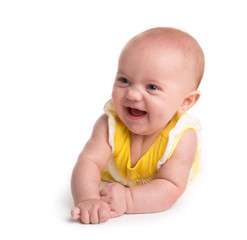 Cute baby smiling isolated on white background