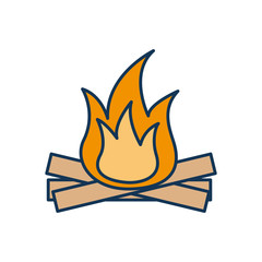 hot and warm bonfire flame wooden vector illustration