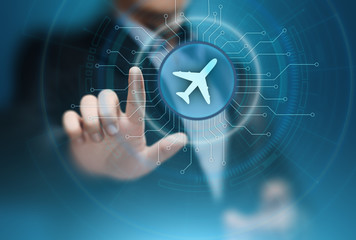 Business Technology Travel Transportation concept with planes around the world