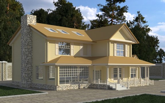 House Photorealistic Render 3D Illustration