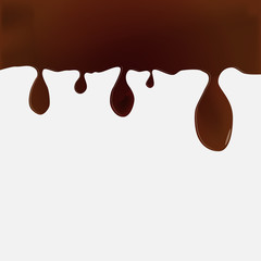 Melted chocolate dripping down. Chocolate. Vector illustration.