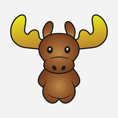 Moose cartoon. Elk. Forest horned animal. Sample for soft toys. Print for clothes, t-shirts. Vector illustration.