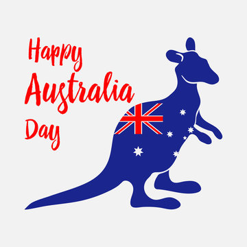 Australia Day. Kangaroo painted in flag of the country. National holiday. Vector illustration.