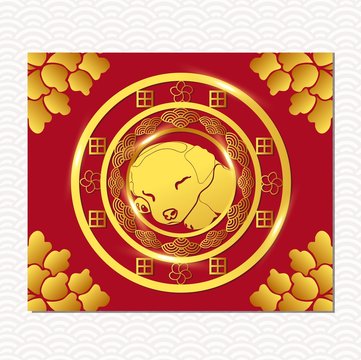 Chinese New Year Lantern Ornament Vector Design. Year og the dog 2018
