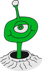 loch krater boden astereoid mond mars comic cartoon süß niedlich klein horror halloween grusel ausserirdischer grey cool aliens Ufo © Style-o-Mat-Design