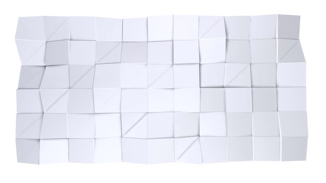 Simple low poly 3D surface as poligonal environment. Soft geometric low poly background of pure white grey polygons. 4K Full hd seamless loop background with copy space