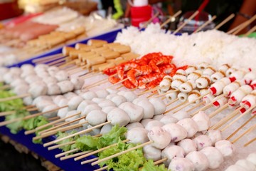 meatballs and sausage at street food